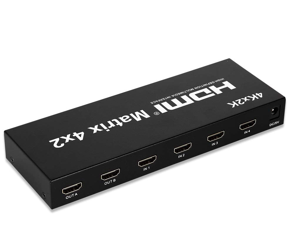 BOXNUBE HDMI 4x2 Matrix + Audio Extractor HDMI Switch Splitter Converter Switcher with Remote Control 4 in 2 Out 3D 1080p BOXNUBE HDMI 4x2 Matrix + Audio Extractor HDMI Switch Splitter Converter Switcher with Remote Control 4 in 2 Out 3D 1080p